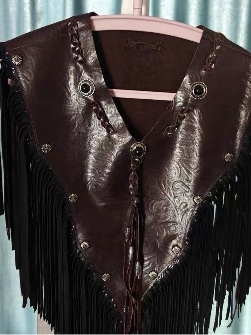 NWOT Genuine Leather Western Fringe Poncho